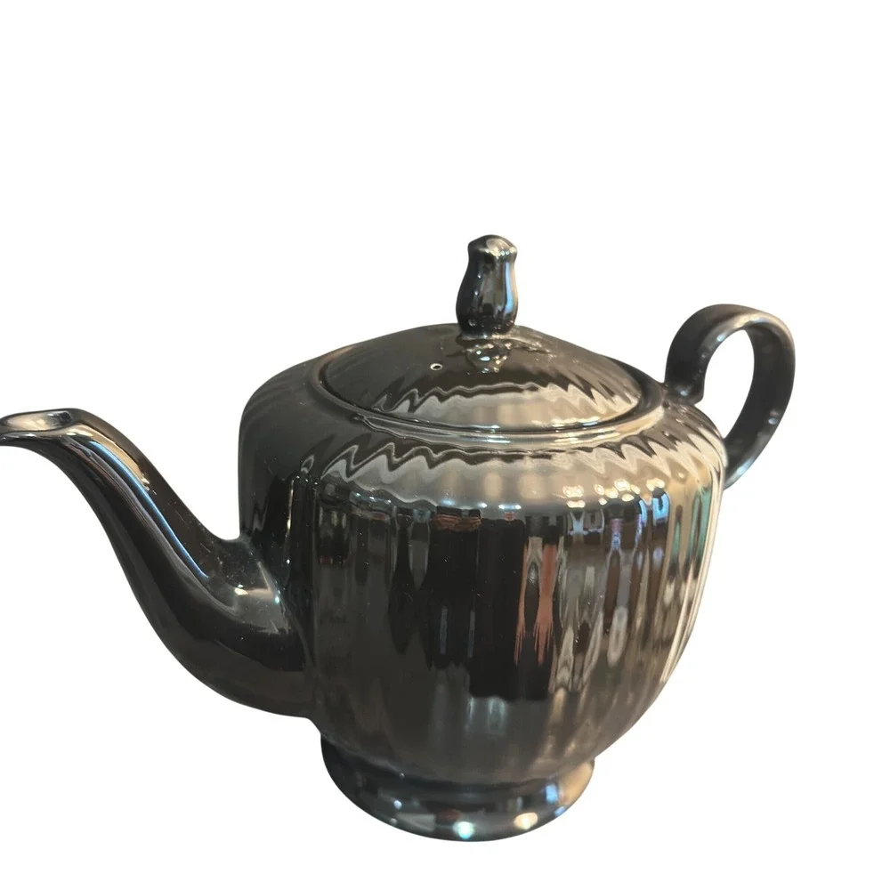 Mikasa Teapot Potpourri Black Tulip FS 700 Larry Laslo Vintage Ceramic Japan 7in